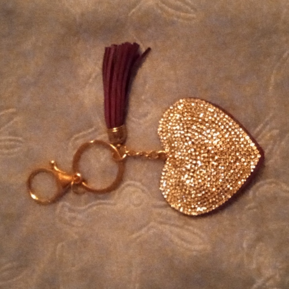 Sparkly purple heart keychain